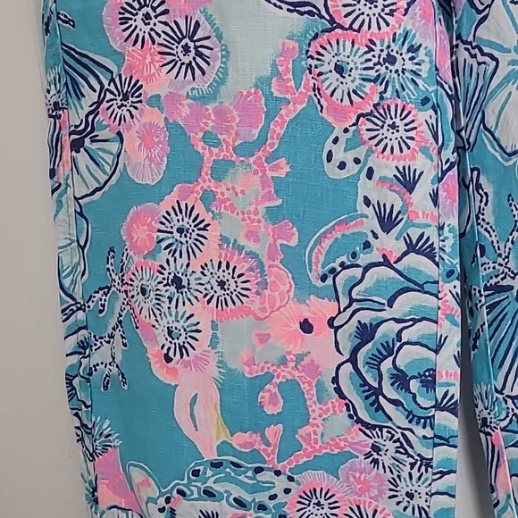 Lilly Pulitzer Beach Linen Pants in the Bali Blue Once Upon A Tide - Picture 5 of 14